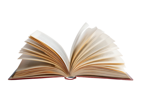 An open book with crisp pages revealed.