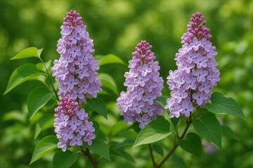 Obraz premium Blooming Syringa vulgaris shrub in full flower