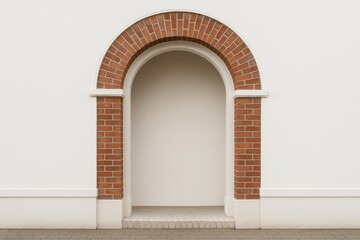 The white structure features a brick arch with a curved top and white edging