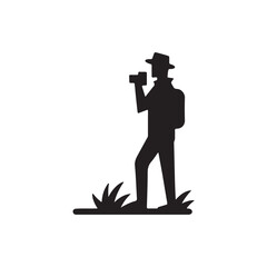 Photographer Taking Picture with Camera Icon Silhouette