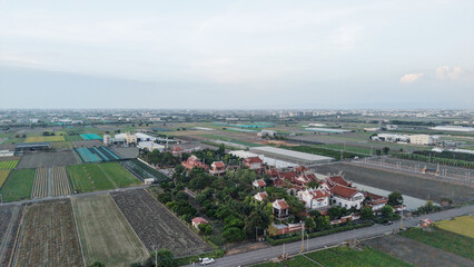 Aerial view of Mazu Temple, a folk belief in rural Taiwan