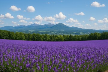 Violet and lavender landscapes in a northern Japanese region