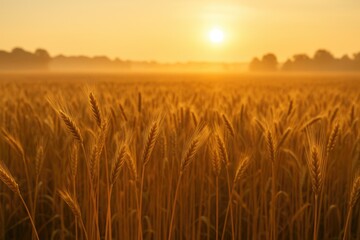 Obraz premium Morning sunlight illuminating a summer wheat landscape