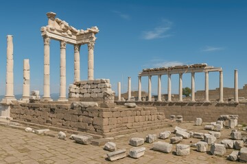 Fototapeta premium Ancient city ruins from an archaeological site in the region of Bergama.