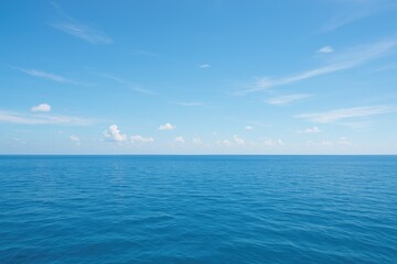 Obraz premium The seamless blend of ocean and sky at the horizon with a scenic backdrop