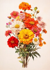 Obraz premium Flowers illustration bouquet vintage.