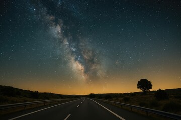 Naklejka premium Nighttime star display along a highway in Europe
