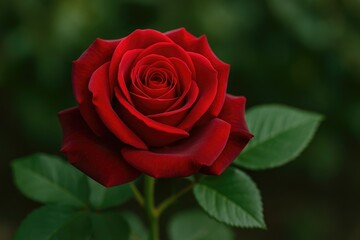 The crimson blossom representing affection, desire, and elegance with plush petals in a rich, striking scarlet shade, soft yet lively texture, a gentle shimmer, and a captivating scent that permeates