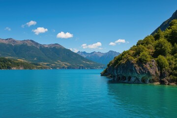 Scenic overlook of a stunning lake in southern South America