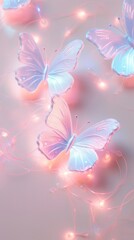 Obraz premium Pastel hologram with butterflys petal illuminated celebration.