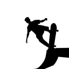 Silhouette of Skateboarder Performing Trick on Ramp © umut hasanoglu