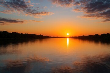 Naklejka premium Morning glow over the waterway