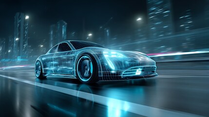 Car on City Street at Night