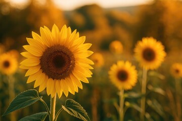 Obraz premium Autumn is approaching, as seen by the blooming Sunflowers
