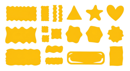 Shapes in orange, triangle, star, heart and various geometric forms isolated PNG with Transparent Background