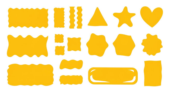 Shapes in orange, triangle, star, heart and various geometric forms isolated PNG with Transparent Background