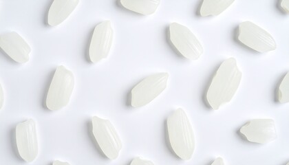 White rice grains arranged in a pattern