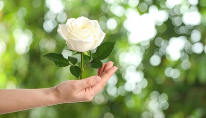 White rose in a hand