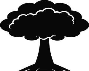 retro atomic explosion silhouette for cold war era artwork