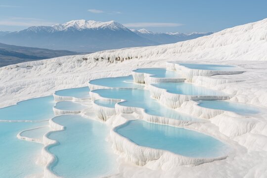 The mesmerizing thermal pools and mineral terraces formed by flowing water