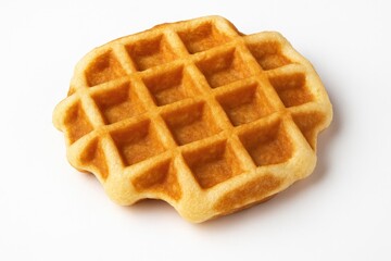 Close-up of a waffle on a plain white backdrop