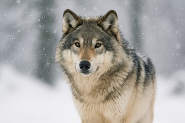 Obraz premium Winter-time Timber Wolf in the wild