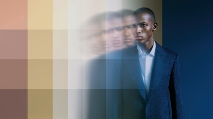Generative AI, Dreamy Fashion Gradient Focus with Male Model