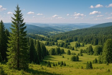 Fototapeta premium Scenic overlook from the peak of Korab Mountain in Poland