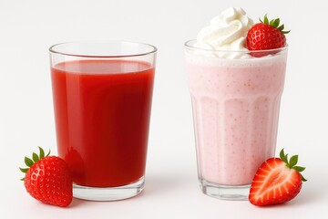 Refreshing Strawberry Drink in a Clear Glass