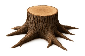 Obraz premium Single tree stump on plain white background with clipping path