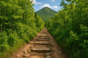 Obraz premium A path guiding hikers to the mountain's peak