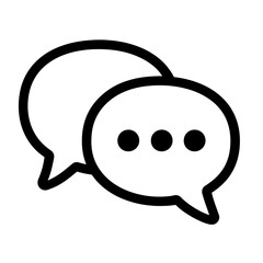 Minimalist Black and White Speech Bubbles Chat Icon Vector - Communication and Dialogue Symbol