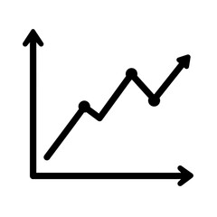 Simple Black and White Line Graph Chart Vector with Upward Trend - Business Growth Icon