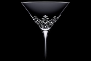 A crystal martini glass with a diamond design