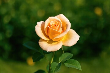 Vibrant summer floral scene with blooming roses and lush greenery