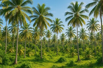 Exotic rainforest reserve featuring towering coconut palms for summer getaways