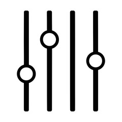 Simple Outline Icon of Vertical Sliders for Settings and Controls