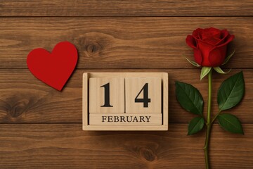 Romantic February 14th Setting with Heart Motifs and Nature Elements