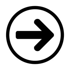 Black and White Right Arrow in Circle Icon Vector - Next and Forward Navigation Symbol