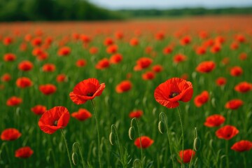 Obraz premium Vast Field of Scarlet Poppies in Ukraine