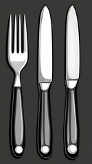 Simple illustration of a fork and two knives
