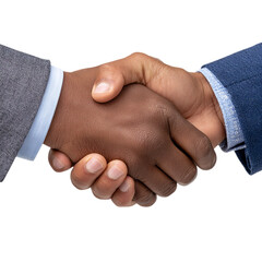 Photo of two businessmen are shaking hands in agreement on a deal isolated on transparent background