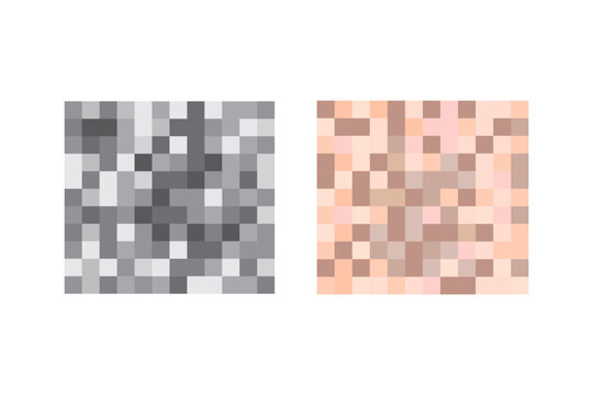 Twin pixel squares. Grayscale color contrast. Mosaic blocks Vector. Abstract sample swatches.