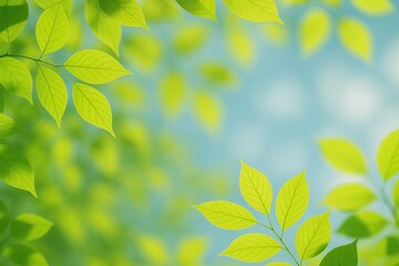 Fresh green foliage backdrop for spring