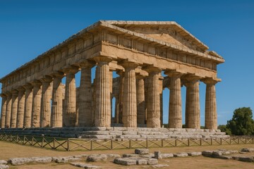 Fototapeta premium Ancient Neptune Temple Located in the Archaeological Site of Paestum