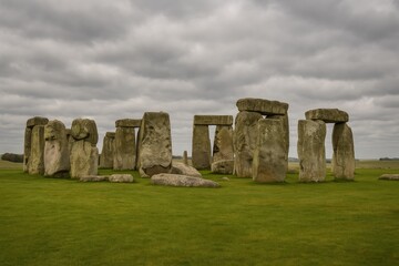 Naklejka premium Mystical Stonehenge Amidst Overcast Skies