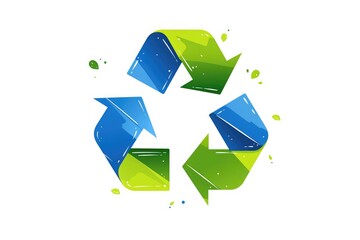 Environmentally friendly recycling symbol in shape of green and blue arrows