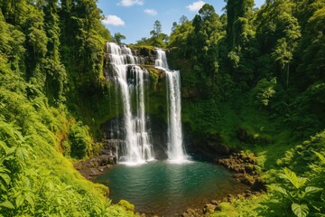 Fototapeta premium Spectacular cascade at Tad Yeung in Paksong district