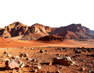  Martian Desert Landscape with Mountains, Transparent Background PNG