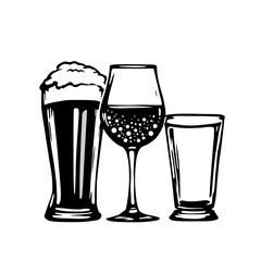 A cold golden beer in a glass with frothy foam, isolated on white, perfect for any celebration or party beverage illustration